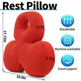 SINOSSO Reading Bed Rest Pillows, Original Linen with Shredded High Density Foam Chair Back Pillow, Good Support Backrest Pillow for Couch Sitting, Red