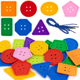 PAGOW 23pcs Large Buttons for Crafts, Colorful Buttons with Threading Rope