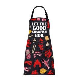 ENSIANTH Crawfish Boil Aprons Gifts for Seafood Lovers Crawfish Cooking Apron Lobster Kitchen Restaurant Chef Aprons with Pocket (2579 Crawfish Boil Apron)