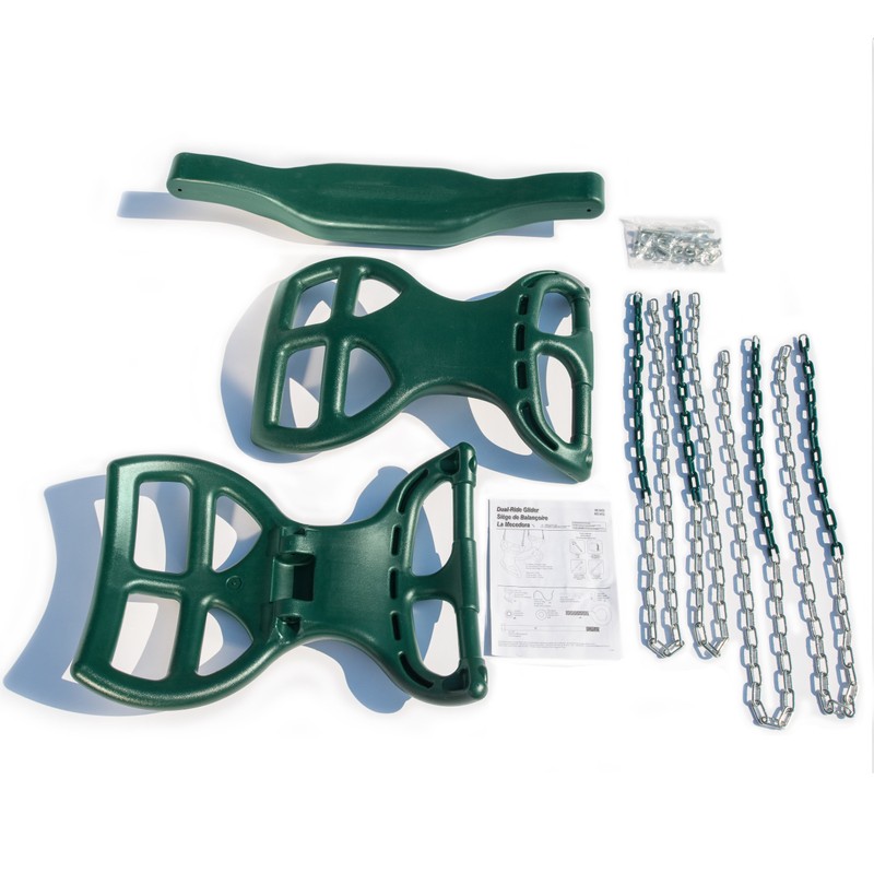 Gorilla Playsets 04-0037-G Dual Ride Glider Back-to-Back Tandem Swing, Green,