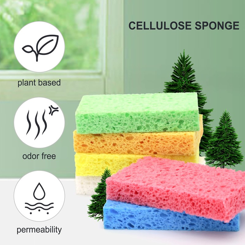 ARCLIBER Cellulose Sponges,Heavy Duty Scrub Kitchen Sponge,Clean Tough Messes Without
