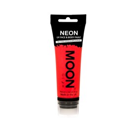 Moon Glow Large 75 ml Intensive Red UV Body Paint Body Paint Black Light Fluorescent Make-Up Body Paint Neon Colours with Sponge Applicator
