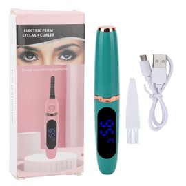 Heated Eyelash Curler USB Fast Charging Fast Heating Digital Display Temperature Green Electric Eyelash Curler
