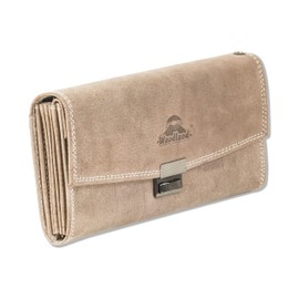 Rimbaldi - professional Kellnerbörse with specially reinforced coin case made from natural, soft calf leather in dark-brown/taupe