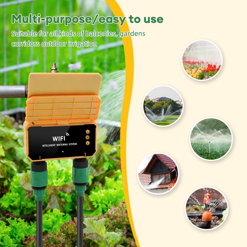Smart WiFi Solar Irrigation Controller with Rain Sensor, Automatic Garden