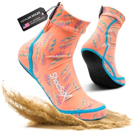 ShocSox - Calcetines de voleibol de playa y calcetines de fútbol de arena con suelas de grado armadura, Melocotones, X-Large