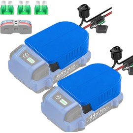 2 Packs Power Wheel Adapter for Kobalt 24V KB624-03 KB524-03 KB424-03 KB224-03 Battery Power Wheels Battery Converter Connector for Battery Adapter Dock Power Wheels DIY with 6pcs Fuse