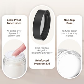 2 oz Glass Jars with Lids, 6 Pack Clear Small Glass Jars with Black Lids Leakproof Round Airtight Empty Cosmetic Travel Containers with Inner Liners For Lotions Powders and Candle Making