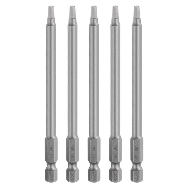 HARFINGTON 5pcs Square Screwdriver Bit SQ2 1/4" Hex Shank 100mm/4
