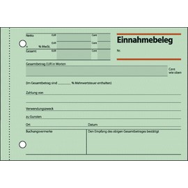 Sigel EB615 Einnahme Receipt A6 Horizontal 50 Pages Each Pack of 10