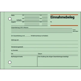 Sigel EB615 Einnahme Receipt A6 Horizontal 50 Pages Each Pack of 10