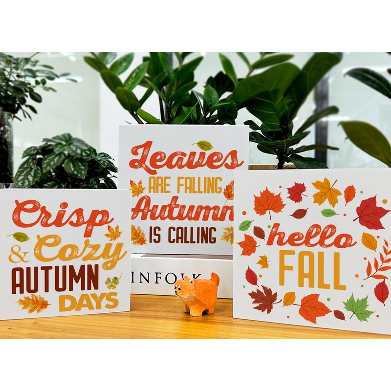 3 Pcs Fall Tiered Tray Decor Hello Fall Sign Home