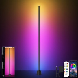 Tyute Standing Floor Lamp, RGB LED Lamp with Music Sync, Smart App and Remote Control Ambience Light with Music Sync, LED Lamp with 16 Million Colors for Bedroom, Living Room Gaming Room