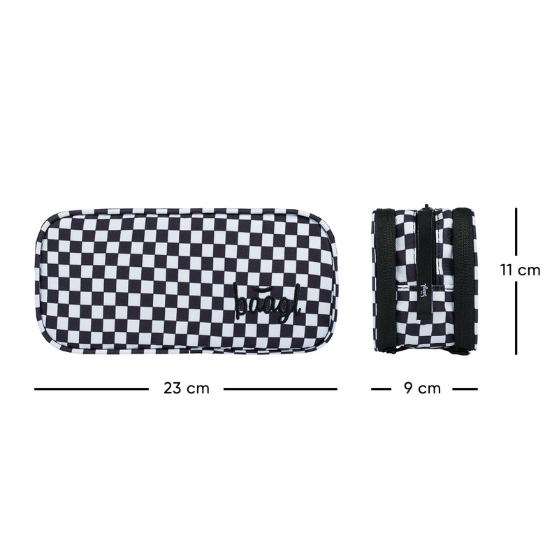 Baagl Pencil Case, 3 Compartments, for Girls, Boys, School, Ska