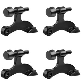 OBTANIM 4 Pack Hinge Pin Door Stopper Heavy Duty Metal Adjustable Door Stops with Rubber Bumper Tips (Black)