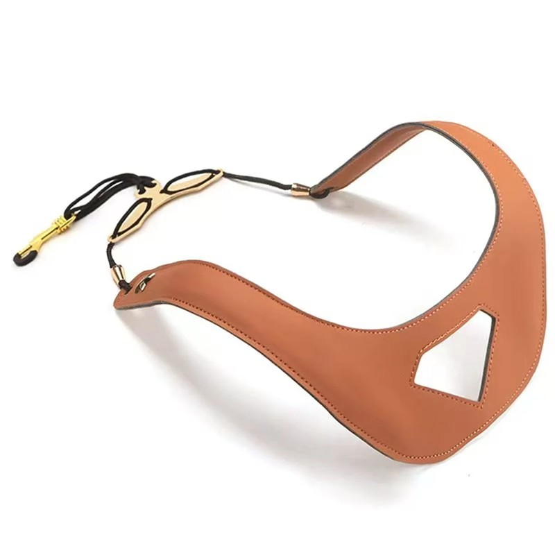 Adjustable Saxophone Shoulder Harness, Breathable Leather Contoured Sax Strap for