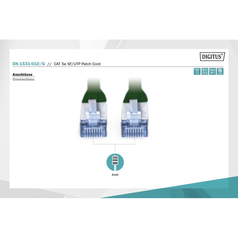 Assmann NW Kab 5e SF/UTP - 01,00 m/green/Digitus