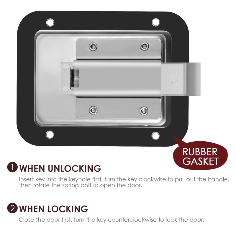 Stainless Steel Paddle Handle Toolbox Lock Paddle Latch Flush Mount
