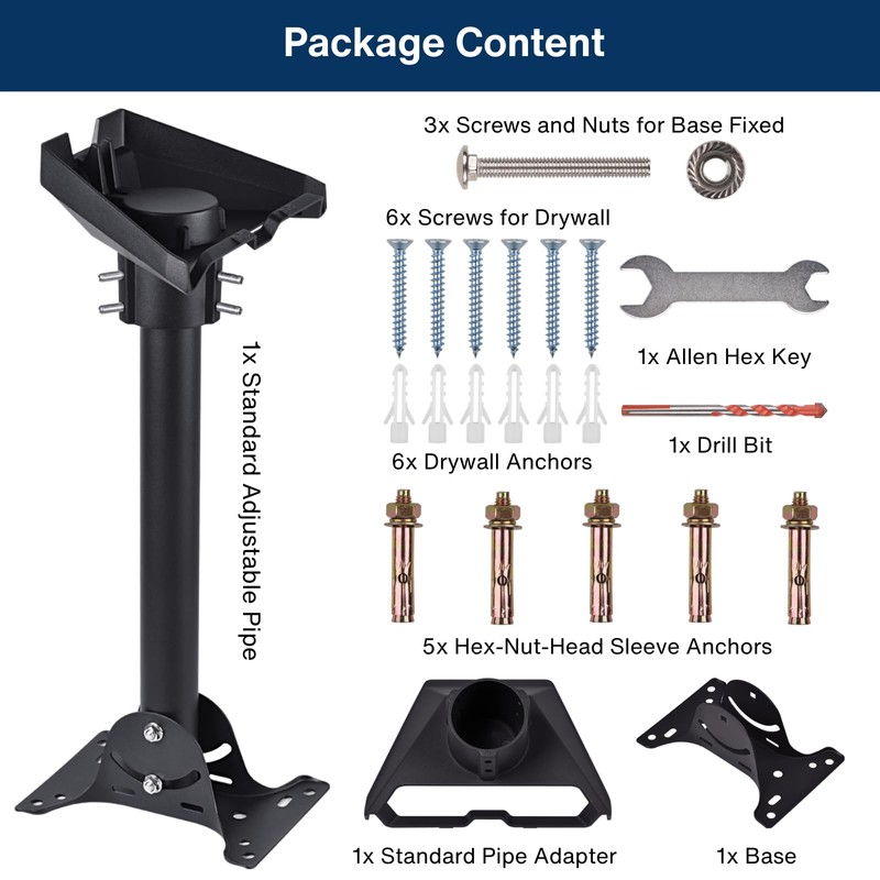 Steinwhale Adjustable Mounting Kit with Aluminum Pipe Adapter Pole Mount