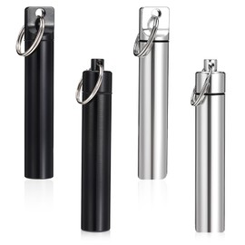 Oruola 4 pcs Pocket Toothpick Holder, Travel Toothpick Holder,Zinc Alloy Toothpick Holder Pocket with Keychain, Fit for Storage Toothpicks Needle Bead Ear Pick Small Object Women Men