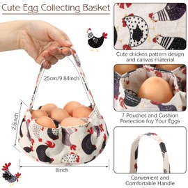 2 Pcs Egg Collecting Apron Chicken Egg Gathering Basket with 7 Pouches Fresh Egg Holding Apron with 14 Pockets(Vivid Style)