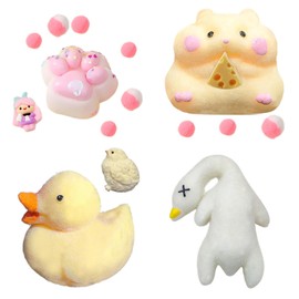 4 PCS Taba Squishy Kit, Fufu Squishy, Taba Squishy Paw, Cat Paw Squishy, Hamster Squeeze Toys, Fidget Toy Adorable for Kids & Adults, Ultra Soft Taba Squishy Animal Stress Relief Anxiety & Relaxation