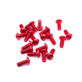 20pcs M4 Button Head Hex Screws Anodized 6063 Aluminum (M4x10mm - Red)