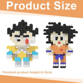 PYAIOVR Pack of 2 Dragon Ball Figures Building Blocks Micro Building Blocks, Cute Dragon Ball Figures Blocks, 3D Model Mini Building Blocks Toy Fun, Brick Building Blocks Set Gift for Children (L)