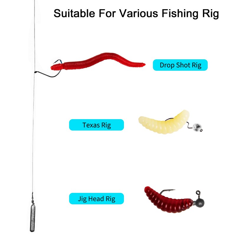 350 Pieces Artificial Bait Worm Earthworms Fishing Bait Box Set,