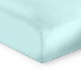 Whisper Organics, Twin Bed Sheet - 100% Organic Cotton Fitted Sheet - 300 Thread Count, Fitted Sheet Only - GOTS Certified - Deep Pocket, Ocean Blue Color (Twin Size)
