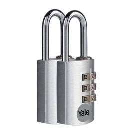 Yale YE3CB/20/121/2/S 20mm Aluminium Combination Padlock - Silver, Pack of 2