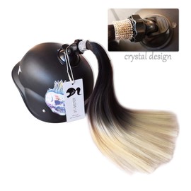 3T-SISTER Crystal Pigtails 14inch for Helmet Ponytail Decoration for Motorcycle Bicycle Ski Helmet Accessories Reusable Suction Cup Reusable Design Many Colors (Helmet not Included)