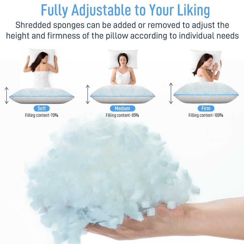 Cooling Pillows Queen Size 1 Pack, Cooling Bed Pillows for
