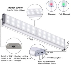 Lepotec 24 LED 2020 Upgraded 3 Modes switchable as Soft/Warm/Natural and 6 Color TemTemperature, Adjustable Brightness Level Lights Motion Sensor for Closet/Wardrobe/Stairs/Wall (2 Pack)