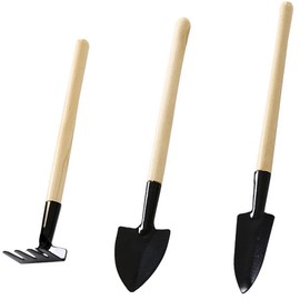Caylingdee 3PCS Mini Garden Tools Portable Garden Hand Tools Set Miniature Gardening Rake Trowel and Shovel for Seedlings Bonsai Succulents Herbs Terrariums and Planting Long Handle