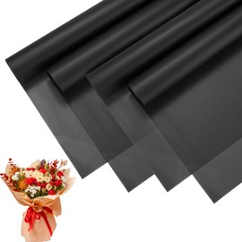 M METERXITY 20 Sheets Flower Wrapping Paper Bouquet, 23 Inch Black BOPP Waterproof Floral Wrapping Paper Flower Packaging DIY for Wedding/Party/Birthday/Gift Bouquet Wrap Paper