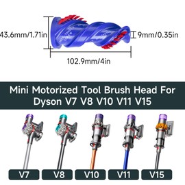 【Upgraded Version Anti-Tangle】Mini Motorized Tool Roller Brush Head For Dyson V15 Detect /V10/V11/ V15/V12/Gen5 Detect, Solve pet hair tangles