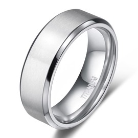 TIGRADE Titanium Rings 4MM 6MM 8MM 10MM Wedding Band in Comfort Fit Matte for Men Women, Silver 8MM, Size 8