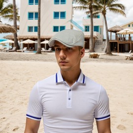 howkuhat Men's Flat Cap Beret Irish Gatsby Ivy Newsboy Cap Adjustable Vintage Driving Hunting Golf Hat(UK, Alpha, One Size, Beige)