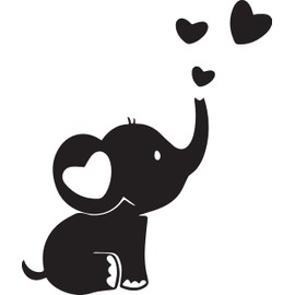 Pack of 3 Baby Elephant Blowing Love Hearts Fun Sticker - Waterproof Decal - Easy to Apply - Use on Car's, Laptops, Mirrors, Water Bottles, Scrapbooking, Fun Gifts, Nursery Decor (3)
