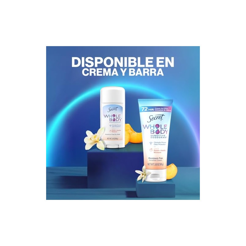 Secret Barra Desodorante Cuerpo Completo Durazno y Vainilla 68 g
