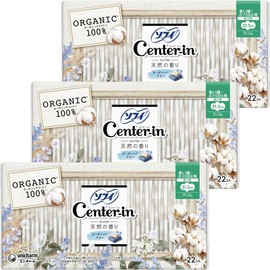 Center-In Compact 1/2 Natural Scent Heavy Day Normal Daily Use Organic Sabon 8.5 inches (21.5 cm) With Wings 215 22 sheets x 3 packs (total 66 sheets)
