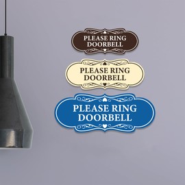 Signs ByLITA Designer Please Ring Doorbell Sign (Black Gold) - Medium 2 Pack