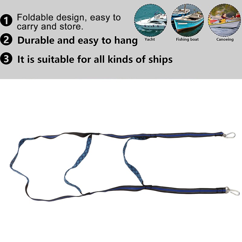 Marine Boat Rope Ladder Boarding Steps with Hooks Nylon Blue