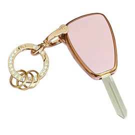 Rilnaewn Soft TPU for Jeep Key Fob Shell Fits for Jeep Wrangler/Compass/Dodge Ram/Durango/Caliber/Nitro/Dakota/Chrysler (A-Pink)