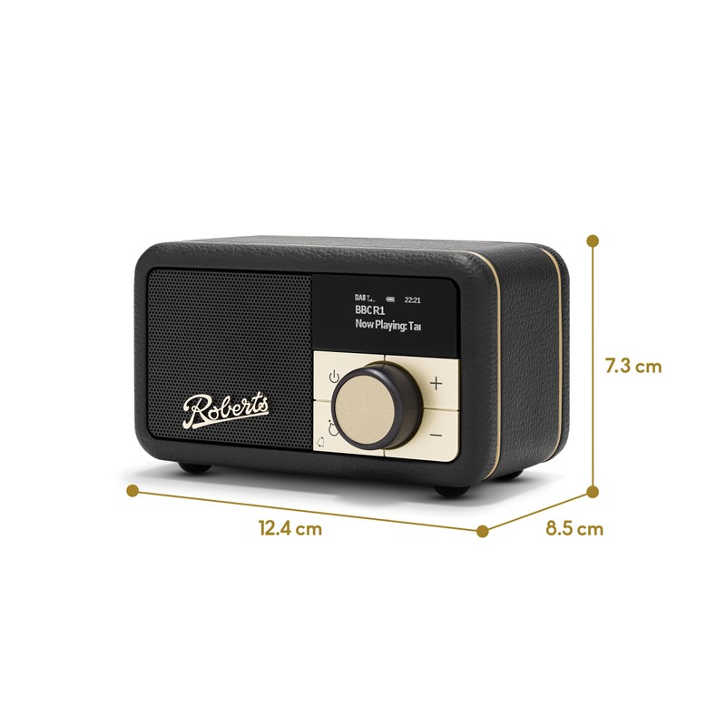 Roberts PETITE2 FM/DAB/DAB+ Portable Radio, Bluetooth, Alarm, Black
