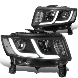 DNA Motoring HL-HPL-JGC14-BK-CL1 Pair LED Drl Projector Headlight (For 14-16 Jeep Grand Cherokee)