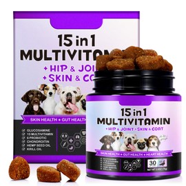 15-in-1 Dog Vitamins & Supplements,Pet 30 chews, Dog Multivitamin Chewable