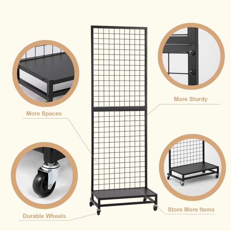 NectaCol Grid Wall Panels, 2'x 6' Gridwall Panel Display Stand