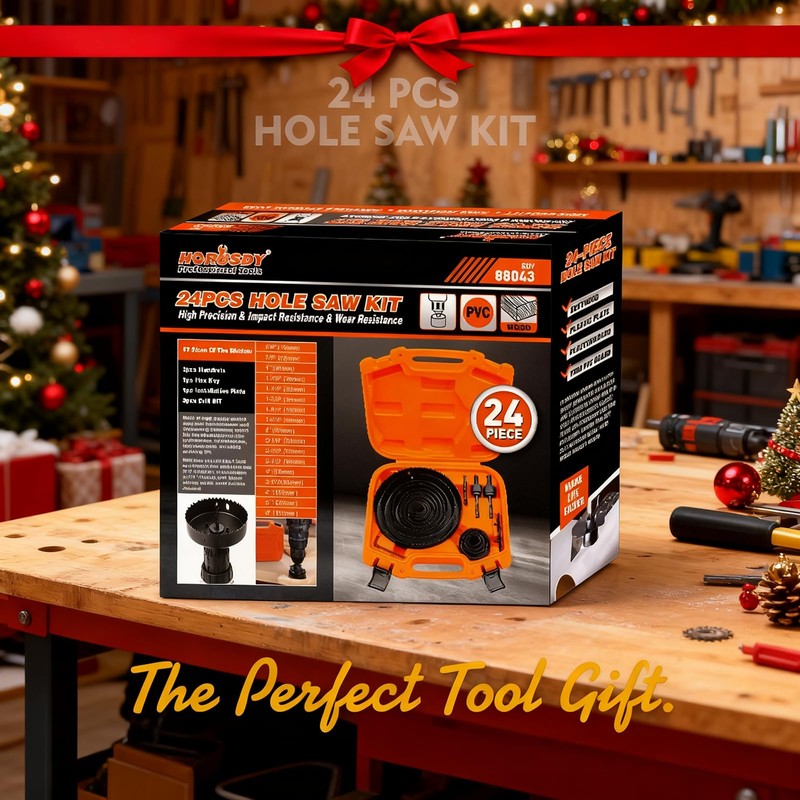 HORUSDY Hole Saw Set 24PCS Hole Saw Kit,Hole Saw Drill